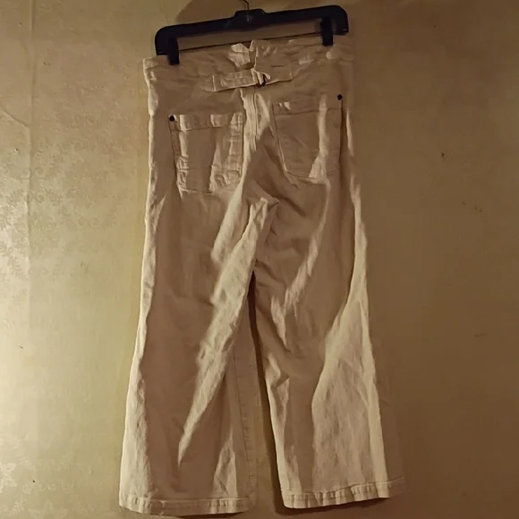 Pilcro Cream High Rise Buttoned Pants. Baggy Fit, Wide Leg. Size 28. - Picture 6 of 16